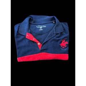 Beverly Hills Polo Club Shirt Men's XXL Blue Shirt, Red Accents